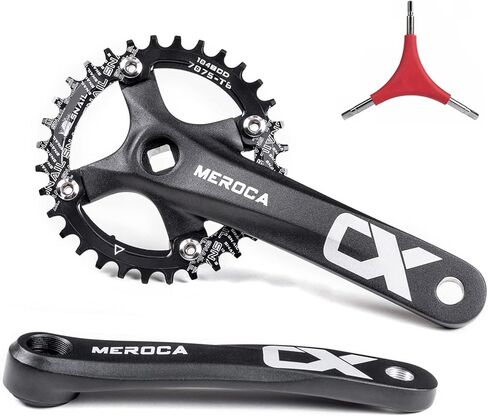 Cyclon Single Speed Square Taper Crankset, 170mm Mountain Bike Crankset with 104BCD 32T/34T/36T/38T/40T/42T Narrow Wide Tooth Round Black Chainring, Replacement for Bicycle Crank Arm Set MTB Crankset in Saudi Arabia