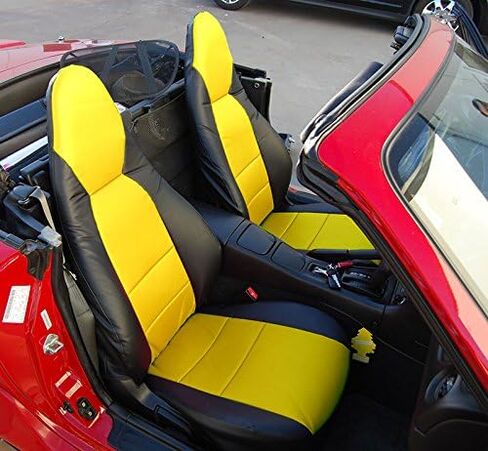 Iggee مصمم لسيارة Mazda Miata 2001-2005، بيج - غطاء مقعد أصلي مصنوع خصيصًا من الجلد الصناعي in Kuwait