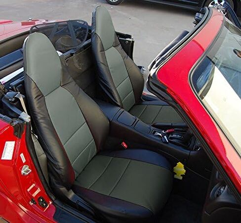 Iggee مصمم لسيارة Mazda Miata 2001-2005، بيج - غطاء مقعد أصلي مصنوع خصيصًا من الجلد الصناعي in Kuwait