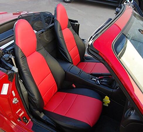 Iggee مصمم لسيارة Mazda Miata 2001-2005، بيج - غطاء مقعد أصلي مصنوع خصيصًا من الجلد الصناعي in Kuwait