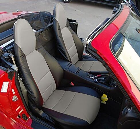 Iggee مصمم لسيارة Mazda Miata 2001-2005، بيج - غطاء مقعد أصلي مصنوع خصيصًا من الجلد الصناعي in Kuwait