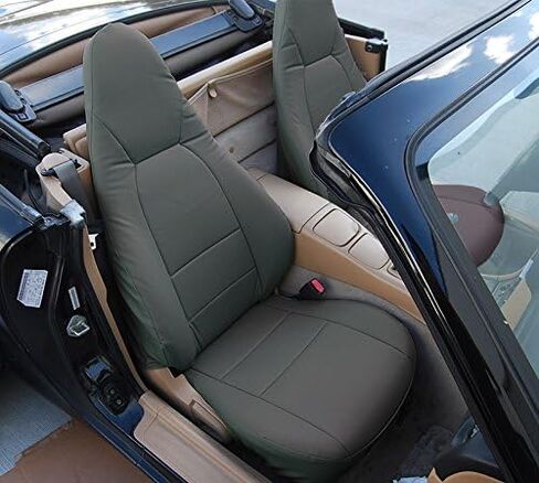 Iggee مصمم لسيارة Mazda Miata 2001-2005، بيج - غطاء مقعد أصلي مصنوع خصيصًا من الجلد الصناعي in Kuwait