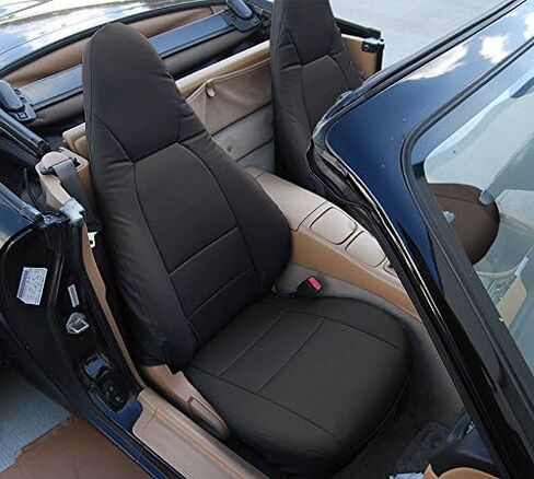 Iggee مصمم لسيارة Mazda Miata 2001-2005، بيج - غطاء مقعد أصلي مصنوع خصيصًا من الجلد الصناعي in Kuwait