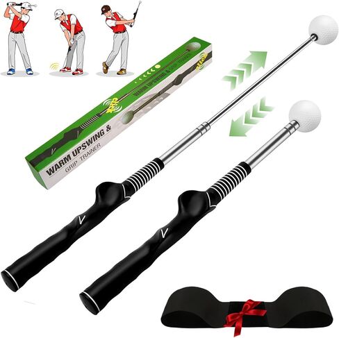 Retractable Golf Swing Trainer with Arm Band - Click Stick Golf Training Aid, Right/Left -Handed Golf Swing Practice Stick for Chipping & Hitting, Portable Indoor Outdoor Golf Practice Stick in Kuwait