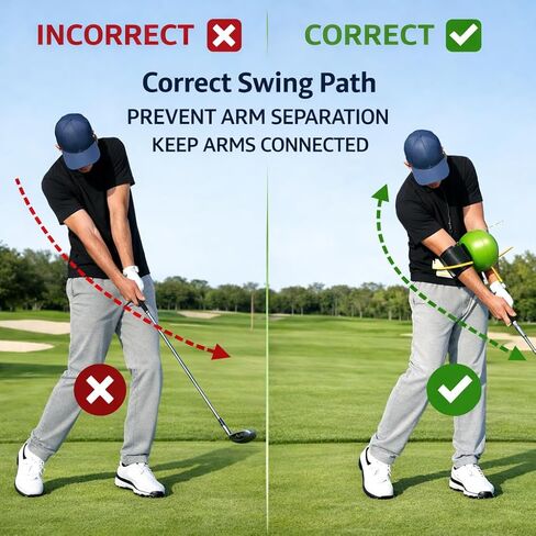 Golf Swing Trainer Ball with Adjustable Velcro Strap – Improve Arm Connection, Swing Path & Tempo, Golf Training Aid for Beginners in Saudi Arabia
