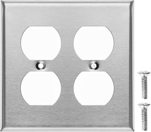 Duplex Receptacle Stainless Steel Wall Plate (1, 1-Gang) in Kuwait