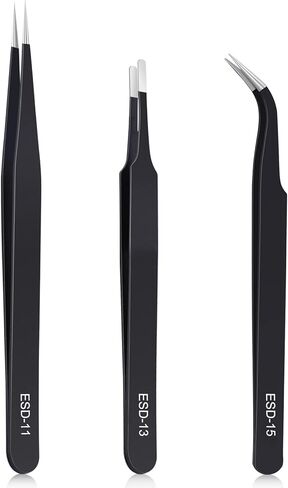 3PCS Precision Tweezers Set, Upgraded Anti-Static Stainless Steel of Tweezers, for Electronics, Soldering, Laboratory Work, Jewelry-Making, Model, Craft in Saudi Arabia