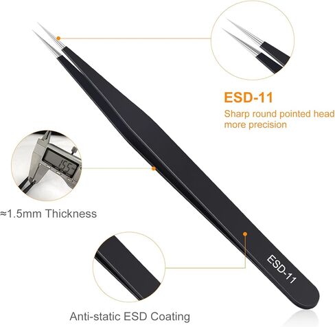 3PCS Precision Tweezers Set, Upgraded Anti-Static Stainless Steel of Tweezers, for Electronics, Soldering, Laboratory Work, Jewelry-Making, Model, Craft in Saudi Arabia