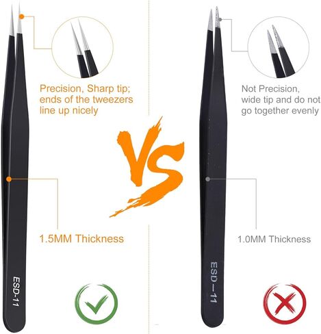 3PCS Precision Tweezers Set, Upgraded Anti-Static Stainless Steel of Tweezers, for Electronics, Soldering, Laboratory Work, Jewelry-Making, Model, Craft in Saudi Arabia