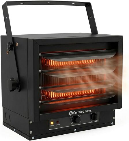 Comfort Zone Hard-Wired Ceiling Mount Garage Electric Space Heater, Fan-Forced, 5,000 watt, 240 volt, Overheat Protection, Thermal Cut-Out Switch, Ideal for Workshop & Garage, ETL Compliant, CZ220BK in Saudi Arabia