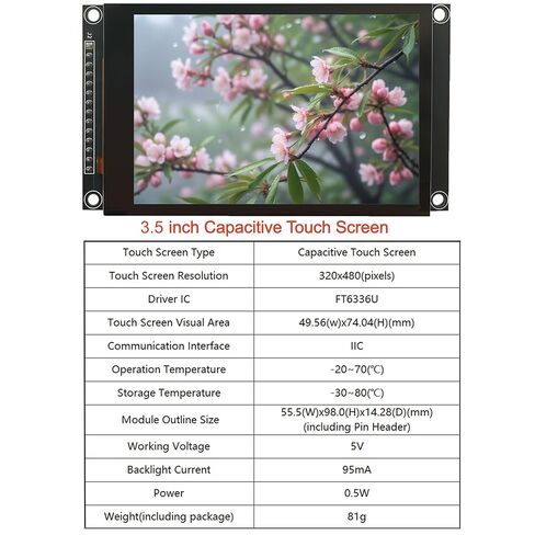3.5 inch IPS Serial 320x480 Capacitive Touch Screen FT6336U Driver Touch Display Module Compatible with Arduino ESP32 in Kuwait