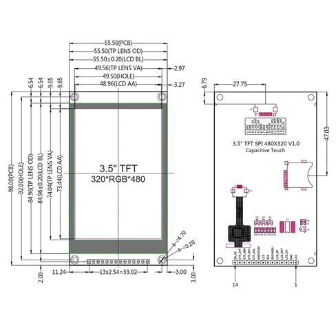 3.5 inch IPS Serial 320x480 Capacitive Touch Screen FT6336U Driver Touch Display Module Compatible with Arduino ESP32 in Kuwait