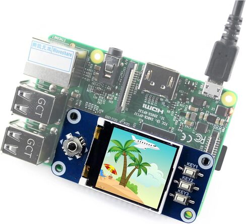 1.44inch LCD Display HAT Compatible with Raspberry Pi 5/ 4B/3B+/3B/2B/A+/Zero W/WH/Zero 2 W/Pico/Pico 2W, etc. RGB 65K Color 128 x128 Pixels, SPI Interface, with Embedded Controller in Saudi Arabia