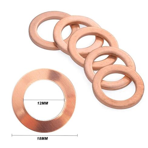 Copper Crush Washer Flat Ring Seal Gasket, 12x18x1.5mm, M12 Fitting, 20 Pieces in Kuwait