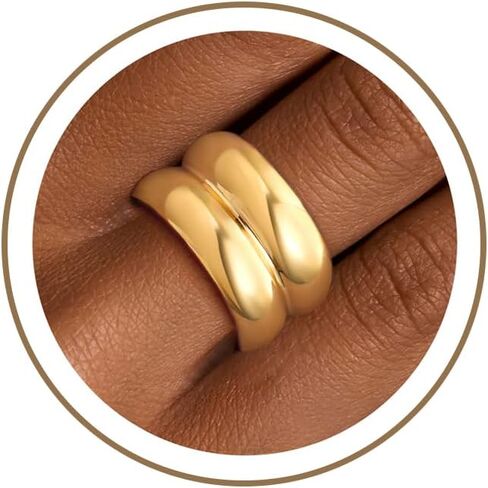 Chunky Gold Rings Gifts for Women Teen Girls 14K Gold Plated Ring No Tarnish Stackable Statement Thumb Dome Band Pinky Rings Birthday Anniversary Retirement Christmas Gift Jewelry in Kuwait