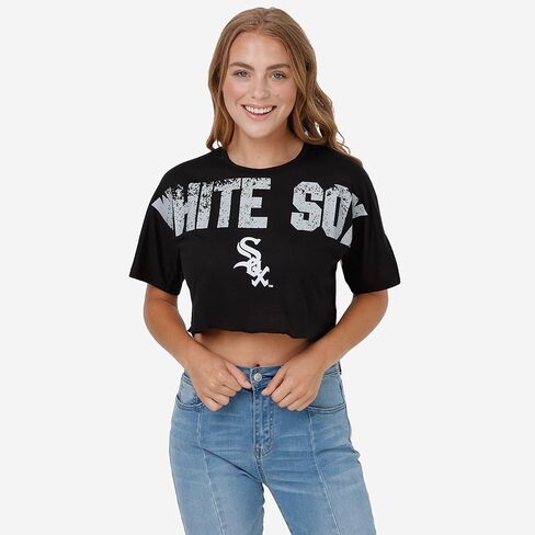 FOCO MLB Womens MLB Team Logo Crop Top Shirt in Saudi Arabia