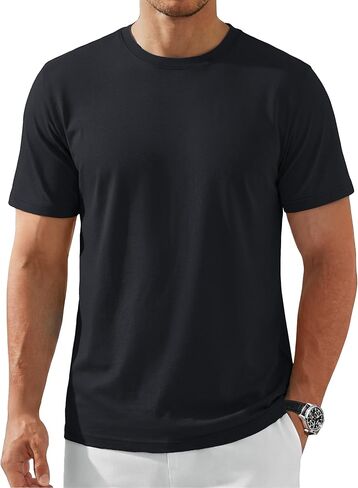 TACVASEN Mens T-Shirts Cotton Plain Summer Tshirt Crewneck Short Sleeve Casual Tee Shirt for Men in Kuwait