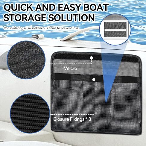 Bolaxin Boat Storage Bag, Boat Storage Caddy Organizer, Reflective Leak-Proof Mesh Bag with Lid, Adhesive Mount, 13.4"x9.8", for Gloves, Flashlight in Saudi Arabia