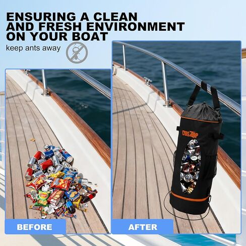 MDSTOP Portable Boat Trash Can, Reusable Boat Garbage Bag, Includes 10-13 Gallon Garbage Bag Snaps Inside, Odor & Leak Resistant, Pontoon Boat Accessories for Boating, Camping, Fishing, Kayak, RV in Kuwait