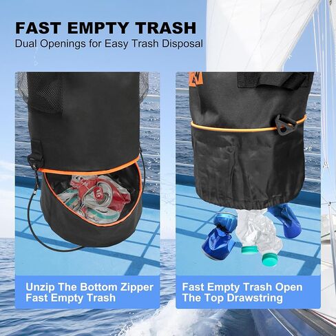 MDSTOP Portable Boat Trash Can, Reusable Boat Garbage Bag, Includes 10-13 Gallon Garbage Bag Snaps Inside, Odor & Leak Resistant, Pontoon Boat Accessories for Boating, Camping, Fishing, Kayak, RV in Kuwait