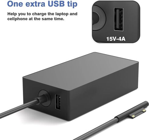 127W Surface Book Charger Replacement for Microsoft Surface Book 3 2 1, Surface Pro 10 9, 8, 7+, 7, 6, 5, 4, 3, X, Windows Surface Laptop/Go, Surface Laptop Studio 2, 1 Power Supply Cord in Kuwait