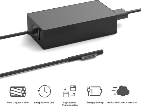 127W Surface Book Charger Replacement for Microsoft Surface Book 3 2 1, Surface Pro 10 9, 8, 7+, 7, 6, 5, 4, 3, X, Windows Surface Laptop/Go, Surface Laptop Studio 2, 1 Power Supply Cord in Kuwait