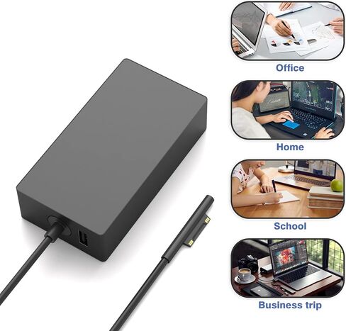 127W Surface Book Charger Replacement for Microsoft Surface Book 3 2 1, Surface Pro 10 9, 8, 7+, 7, 6, 5, 4, 3, X, Windows Surface Laptop/Go, Surface Laptop Studio 2, 1 Power Supply Cord in Kuwait