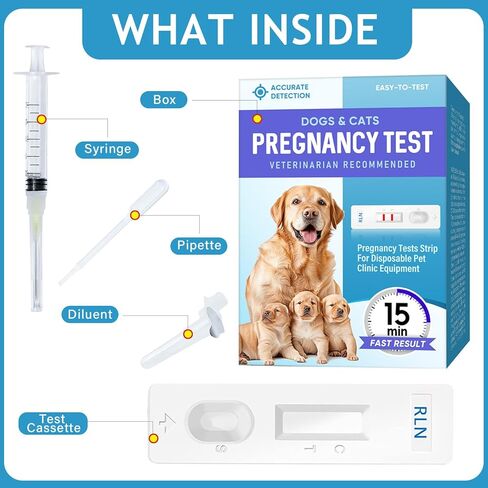 مجموعة اختبار حمل الكلاب، استخدام منزلي بسيط، شرائط اختبار يمكن التخلص منها للكلاب والقطط، شرائط اختبار حمل الحيوانات الأليفة سريعة ودقيقة، نتائج في دقائق، غير ضارة للحيوانات الأليفة in Kuwait