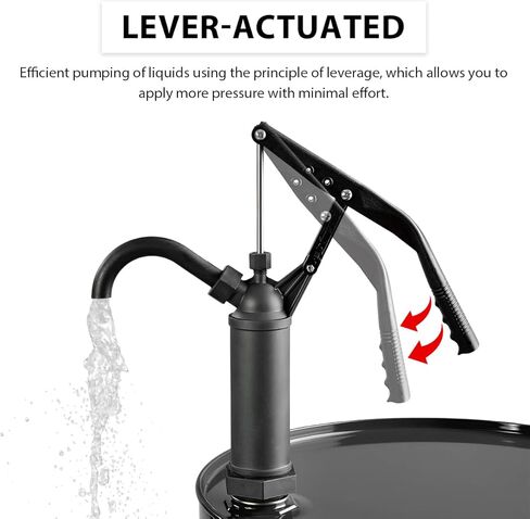 Lever Action Barrel Pump, Heavy Duty Drum Pump with Telescoping Suction Tube, Corrosion Resistant Hand Pumps Fits 5 to 55 Gallon Barrels, Ideal for Transferring Motor Oil in Kuwait