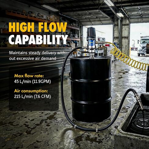 Goodyear 3:1 Heavy Duty Air-Operated Oil Pump – 11.9 GPM High-Efficiency Pneumatic Transfer Pump, Corrosion-Resistant, Icing-Free Operation, Fits 48–58 Gallon Drums in Saudi Arabia