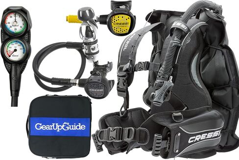 Cressi Patrol BCD Scuba Diving Gear w/ AC2 Compact Regulator, Compact Octo, Mini Console PD2 & GupG Regulator Bag, XL in Saudi Arabia