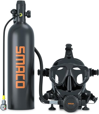 SMACO S700 Scuba Tank with Full Face Diving Mask 1.9L Portable Diving Tank 180° Panoramic Viewing Angle Removable Diving Mask Scuba Tank Kit Diving Oxygen Underwater Breathing Device in Saudi Arabia