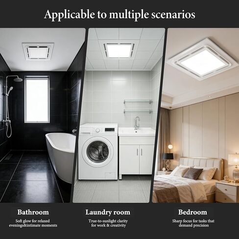 Bathroom Exhaust Fan with Light 125 CFM, 9.5" Panel, 0.7 Sone Low Noise，Cutout Size 8"x8"，Duct 4 Inch Quiet Bath Ceiling Vent Fan Combo with 6500K 1200LM LED Light, for Bathroom, Laundry, Shower in Saudi Arabia