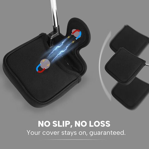 Putter Cover Square Mallet Putter Head Cover Magnetic All Black, Red Blue White Patriotism Style Mallet Headcover for Men Golfer in Saudi Arabia