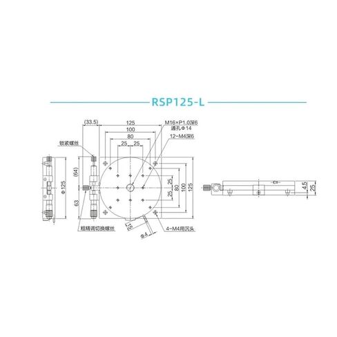 منصة دوارة يدوية R محور 125 مم RSP125-L 360 درجة انزلاق المرحلة تحمل تحميل المرحلة الخطية 49N 5kgf 125 مم in Kuwait