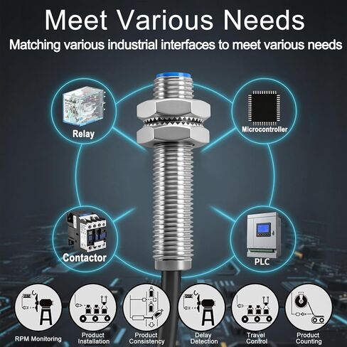 Heschen M8 Inductive Proximity Sensor Switch, Shield Type, LJ8A3-1-Z/AX-DC5V, Detector 1mm, 5VDC 200mA, NPN Normally Closed(NC), 3 Wire in Kuwait
