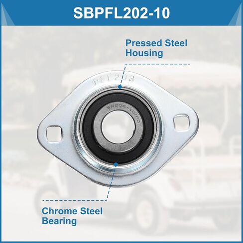 uxcell 2Pcs SBPFL202-10 Pillow Block Bearings 5/8" Bore Bearing Units Steel Flange Mounted Bearing Housing with Wrench, ABEC 3 in Saudi Arabia