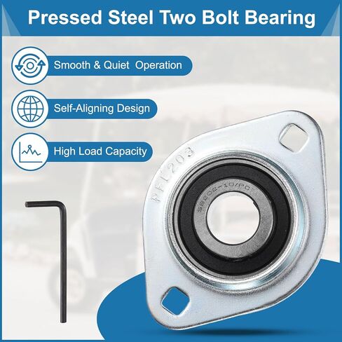 uxcell 2Pcs SBPFL202-10 Pillow Block Bearings 5/8" Bore Bearing Units Steel Flange Mounted Bearing Housing with Wrench, ABEC 3 in Saudi Arabia