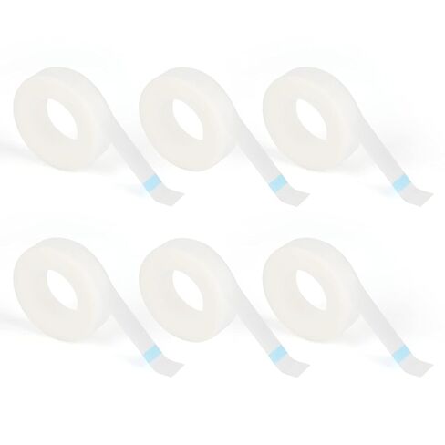 G2PLUS 6 Rolls PE Micropore Medical Tape Roll, 1/2'' x 59 Yards Lash Tape, Eyelash Tape for Eyelash Extensions, Wound, Sensitive Skin - Individual Package (Transparent) in Kuwait