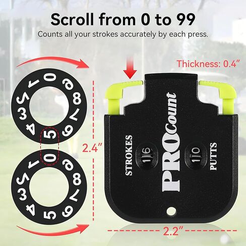 Golf Stroke Counter for Score Keeping During Rounds, Square Clip-On Dial with Putts and Strokes Windows, Green 1pc Compact Tool for Pocket or Bag in Saudi Arabia