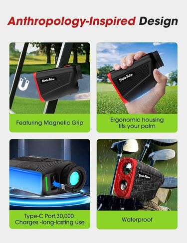Golf Rangefinder with Slope & Magnet，1300 Yards Range Finder for Golf，Flag Locking Vibration，6-6.5X Magnification & HD LCD，Rechargeable Golf Range Finder，Black in Saudi Arabia