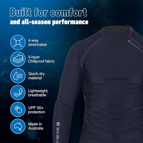 سترة حرارية بأكمام طويلة للرجال من Sharkskin - طبقة أساسية مقاومة للرياح والشمس in Kuwait