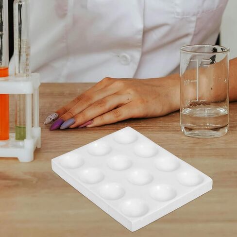 Luxshiny Ceramic Spot Plate Reaction Board 12-Hole Porcelain Chemical Testing Plate for Laboratory Experiments Scientific Reaction Plate White in Kuwait