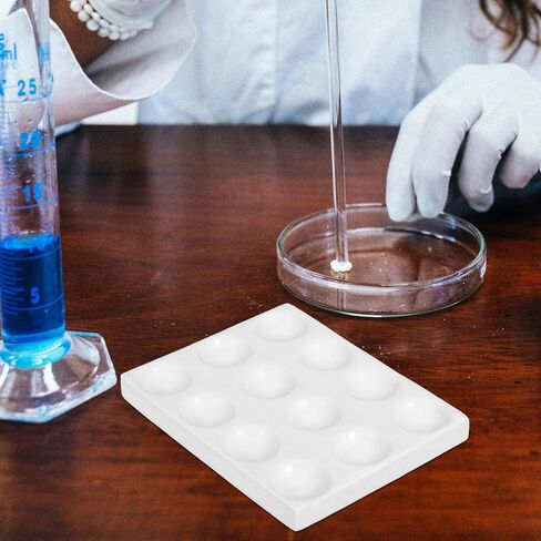 Luxshiny Ceramic Spot Plate Reaction Board 12-Hole Porcelain Chemical Testing Plate for Laboratory Experiments Scientific Reaction Plate White in Kuwait