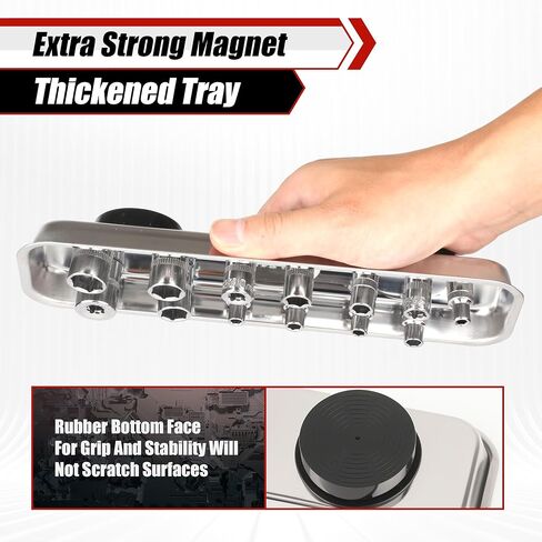 TOOLEAGUE 7Pcs Telescoping Magnetic Pickup Tool Set, Extendable LED Flashlight,Round & Square 360° Inspection Mirror for Men Mechanics, and Handymen, Red in Kuwait