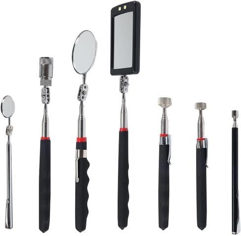 Extendable Inspection Mirror, 360-Degree Rotation LED Inspection Mirror Telescoping, Telescoping Mirror for Mechanic Checking Vehicle and Extra Viewing in Kuwait