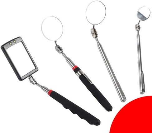 Extendable Inspection Mirror, 360-Degree Rotation LED Inspection Mirror Telescoping, Telescoping Mirror for Mechanic Checking Vehicle and Extra Viewing in Kuwait