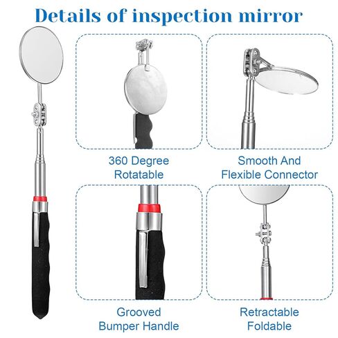 Telescoping Inspection Mirror 360 Rotation Inspection Mirrors Circular Extendable Mirror with Extended Handle Checking Observation Tool for Technicians Mechanics Inspectors in Saudi Arabia