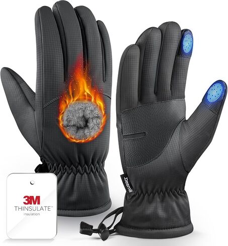 Winter Gloves Men Women Made with 3M Insulation Plush Lining Touchscreen Fingers -10℉ Windproof Water-Resisitant in Saudi Arabia