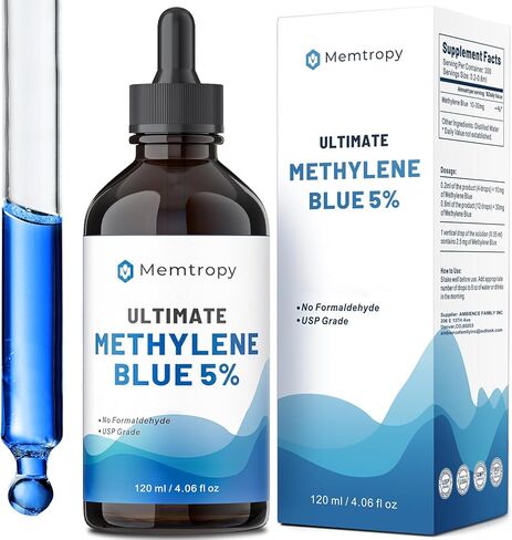 Methylene Blue Pharmaceutical Grade 4.06 fl oz (120 mL), 99% Purity Supplement for Humans, Formaldehyde-Free, Alcohol-Free, Glass Bottle in Kuwait